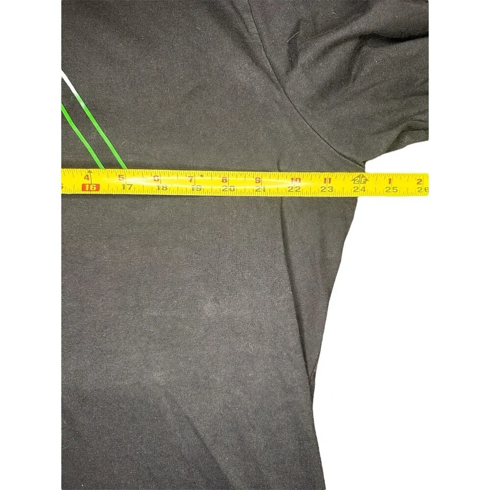Men’s Adidas XL Black T-Shirt Green Logo Front & Back Neck Streetwear